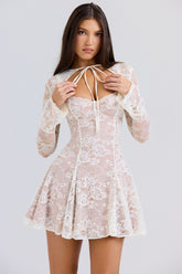 vintage cream lace mini dress