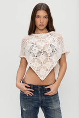 Sophie Crochet Poncho - Soft Sand