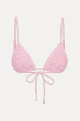 Elena Crochet Shine Bikini Top - Blush