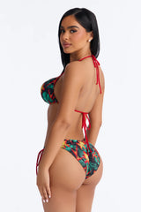 Beach Therapy Bandeau Knot Contrast 2 Piece Bikini - Green/combo