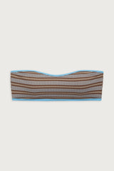 Rosabella Striped Bandeau Bikini Top - Ocean Stone