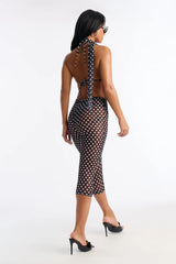 Kylie Polka Dot 4 Piece Bikini & Pants Set - Black/White
