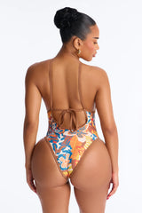 Said It Before Swimsuit and Cover Up Set - Brown/combo