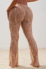 Drinks On Me Sequin Cover Up Pants - Mocha