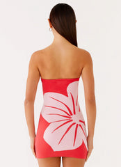 Kader Strapless Knit Mini Dress - Red Floral