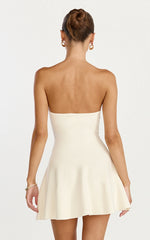 Roselisse Mini Dress - Strapless Sweetheart Fit & Flare Mini Dress in Cream