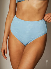 Flamenco High Waisted Bikini Bottoms in Baby Blue Daisy Print
