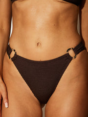 Sunset Ring Detail Bikini Bottoms in Chocolate Crinkle