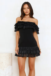 Sunset Elixir Off Shoulder Mini Dress Black