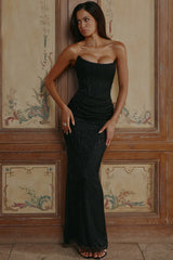 black hand-beaded embellished maxi dress - limited edition