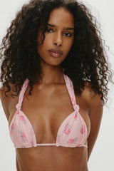 Kealy Triangle Halter Bikini Top - Fresh Rose