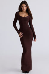 chocolat long sleeve bandage maxi dress