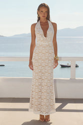 KYLO PLUNGE COWL MAXI DRESS - WHITE