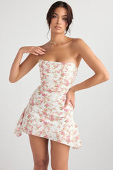 rose print draped corset dress