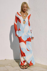 AMOREE LONG SLEEVE MAXI DRESS - AMOREE RED