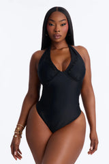 Alana Underwire Rhinestone 1 Piece Swimsuit - Black