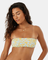 Tapestry Patchwork Bandeau Lace Up Bikini Top