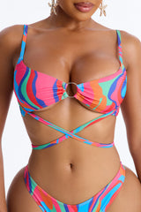 Kairi 3 Piece Bralette Bikini & Mini Cover Up Skirt Sunsuit - Multi Color