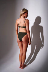 Vista Crinkle Knot Front Bikini Top in Khaki