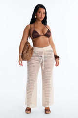 Temptress Textured Knit Swim Cover Up Pant - Cream