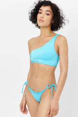 Barb Shine One Shoulder Bikini Top - Aquamarine