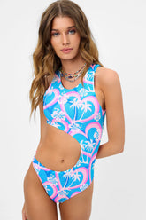 Mel Mesh High Neck One Piece Swimsuit - Tropic Love