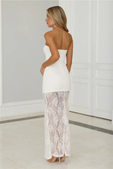 Polished Piece Strapless Lace Maxi Dress White