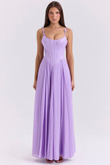 orchid butterfly corset maxi dress