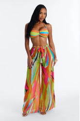 Rosalia Geometric Print Bandeau Bikini & Pant Set - Multi Color