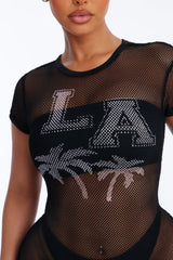 LA Nights Fishnet Cover Up Dress - Black