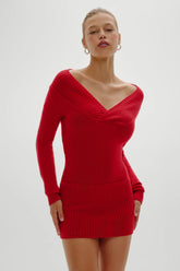 Jade Long Sleeve Knit Mini Dress - Heartstrings