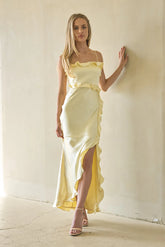 Adrianna Satin Ruffle Maxi Dress