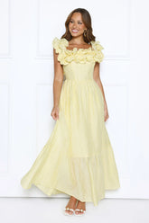 Magnetic Energy Off Shoulder Maxi Dress Yellow
