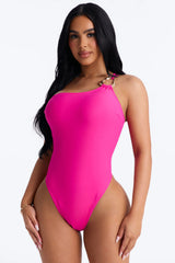 Amira One Shoulder 1 Piece Swimsuit - Fuchsia