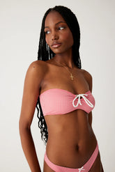 Meredith Bandeau Bikini Top - Ladybug Gingham