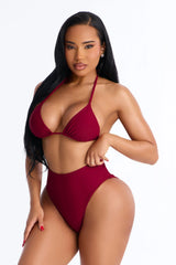 Maui Mix And Match High Rise Bikini Bottom - Burgundy