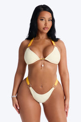 Beach Doll Charm O-Ring Contrast 2 Piece Bikini - Cream/combo