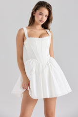 white stretch cotton corset mini dress