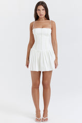 white pleated mini dress