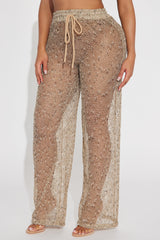 Playa Vista Crochet Cover Up Pants - Brown/combo