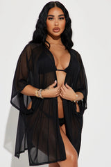 Maui Mix And Match Mesh Cover Up Kimono - Black
