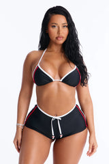 Just Can't Compete 2pc Boyshort Bikini - Black/Red