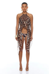 Golden Getaway Mesh Swim Cover Up - Brown/combo