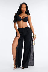 Kamila High Slits Cover Up Pants - Black