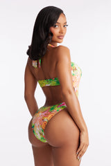 Hayley Hardware Cutout 1 Piece Swimsuit & Skirt Set - Tan/Multi
