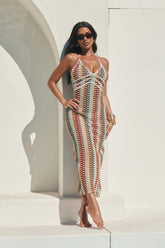 Gianna Crochet Cover Up Maxi Dress - Blue/combo