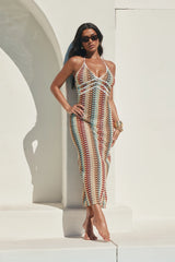 Gianna Crochet Cover Up Maxi Dress - Blue/combo