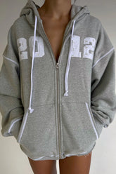 Slumber Zip Up Oversized Hoodie - Heather Grey