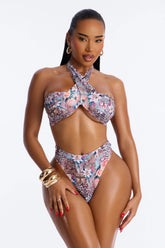 Beach Bar Multi Way Floral Animal 2 Piece Bikini - Pink/combo