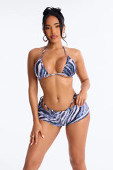 Disco Dip Velvet Swirl 3 Piece Bikini Short Set - Blue/combo